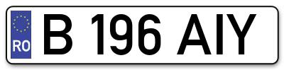 Placuta inmatriculare numar auto  B-196-AIY, B 196 AIY, B196AIY