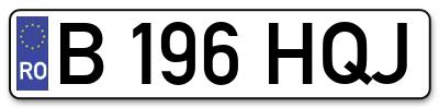Placuta inmatriculare numar auto  B-196-HQJ, B 196 HQJ, B196HQJ
