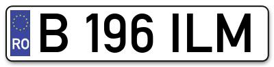 Placuta inmatriculare numar auto  B-196-ILM, B 196 ILM, B196ILM