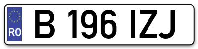 Placuta inmatriculare numar auto  B-196-IZJ, B 196 IZJ, B196IZJ