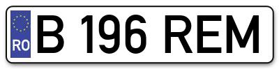 Placuta inmatriculare numar auto  B-196-REM, B 196 REM, B196REM