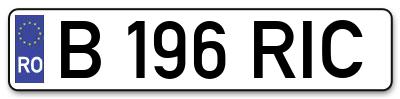 Placuta inmatriculare numar auto  B-196-RIC, B 196 RIC, B196RIC