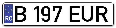 Placuta inmatriculare numar auto  B-197-EUR, B 197 EUR, B197EUR