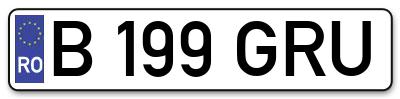 Placuta inmatriculare numar auto  B-199-GRU, B 199 GRU, B199GRU