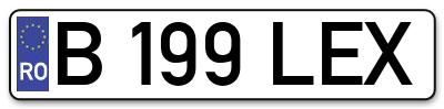 Placuta inmatriculare numar auto  B-199-LEX, B 199 LEX, B199LEX