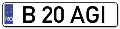 Placuta inmatriculare numar auto  B-20-AGI, B 20 AGI, B20AGI