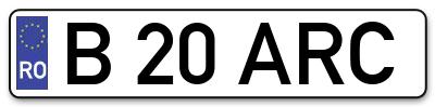 Placuta inmatriculare numar auto  B-20-ARC, B 20 ARC, B20ARC