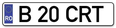 Placuta inmatriculare numar auto  B-20-CRT, B 20 CRT, B20CRT