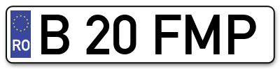 Placuta inmatriculare numar auto  B-20-FMP, B 20 FMP, B20FMP