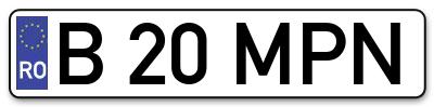 Placuta inmatriculare numar auto  B-20-MPN, B 20 MPN, B20MPN