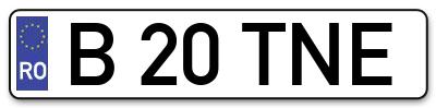 Placuta inmatriculare numar auto  B-20-TNE, B 20 TNE, B20TNE