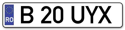 Placuta inmatriculare numar auto  B-20-UYX, B 20 UYX, B20UYX