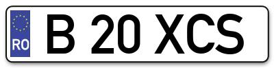 Placuta inmatriculare numar auto  B-20-XCS, B 20 XCS, B20XCS