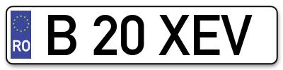 Placuta inmatriculare numar auto  B-20-XEV, B 20 XEV, B20XEV