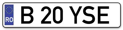 Placuta inmatriculare numar auto  B-20-YSE, B 20 YSE, B20YSE