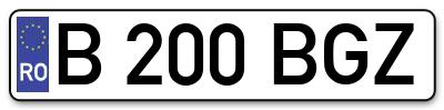 Placuta inmatriculare numar auto  B-200-BGZ, B 200 BGZ, B200BGZ