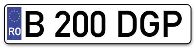 Placuta inmatriculare numar auto  B-200-DGP, B 200 DGP, B200DGP