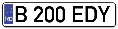 Placuta inmatriculare numar auto  B-200-EDY, B 200 EDY, B200EDY