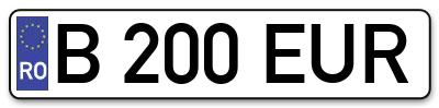 Placuta inmatriculare numar auto  B-200-EUR, B 200 EUR, B200EUR