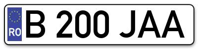 Placuta inmatriculare numar auto  B-200-JAA, B 200 JAA, B200JAA