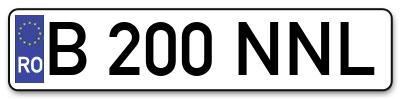 Placuta inmatriculare numar auto  B-200-NNL, B 200 NNL, B200NNL