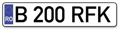 Placuta inmatriculare numar auto  B-200-RFK, B 200 RFK, B200RFK