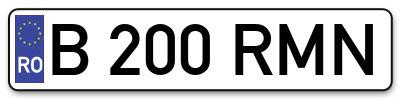 Placuta inmatriculare numar auto  B-200-RMN, B 200 RMN, B200RMN