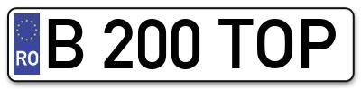 Placuta inmatriculare numar auto  B-200-TOP, B 200 TOP, B200TOP