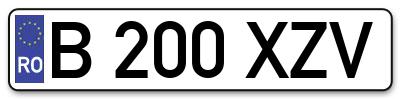 Placuta inmatriculare numar auto  B-200-XZV, B 200 XZV, B200XZV