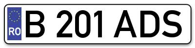 Placuta inmatriculare numar auto  B-201-ADS, B 201 ADS, B201ADS