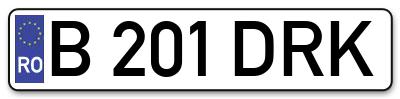 Placuta inmatriculare numar auto  B-201-DRK, B 201 DRK, B201DRK