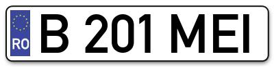 Placuta inmatriculare numar auto  B-201-MEI, B 201 MEI, B201MEI