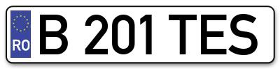 Placuta inmatriculare numar auto  B-201-TES, B 201 TES, B201TES