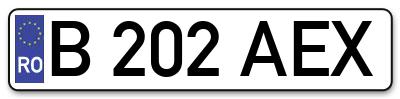 Placuta inmatriculare numar auto  B-202-AEX, B 202 AEX, B202AEX