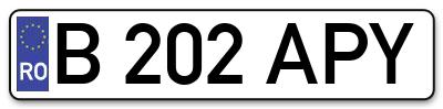 Placuta inmatriculare numar auto  B-202-APY, B 202 APY, B202APY