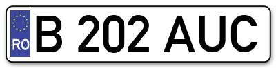 Placuta inmatriculare numar auto  B-202-AUC, B 202 AUC, B202AUC