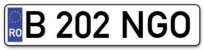 Placuta inmatriculare numar auto  B-202-NGO, B 202 NGO, B202NGO