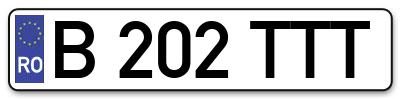 Placuta inmatriculare numar auto  B-202-TTT, B 202 TTT, B202TTT