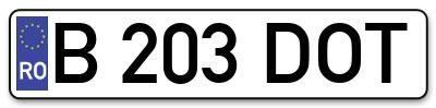 Placuta inmatriculare numar auto  B-203-DOT, B 203 DOT, B203DOT