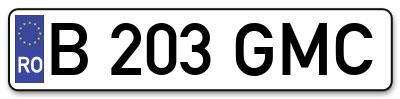 Placuta inmatriculare numar auto  B-203-GMC, B 203 GMC, B203GMC