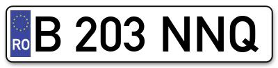 Placuta inmatriculare numar auto  B-203-NNQ, B 203 NNQ, B203NNQ