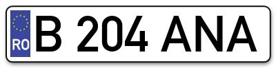 Placuta inmatriculare numar auto  B-204-ANA, B 204 ANA, B204ANA