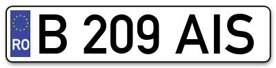 Placuta inmatriculare numar auto  B-209-AIS, B 209 AIS, B209AIS