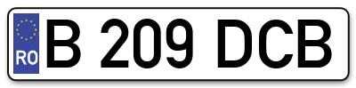 Placuta inmatriculare numar auto  B-209-DCB, B 209 DCB, B209DCB