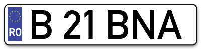 Placuta inmatriculare numar auto  B-21-BNA, B 21 BNA, B21BNA