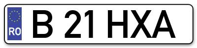 Placuta inmatriculare numar auto  B-21-HXA, B 21 HXA, B21HXA