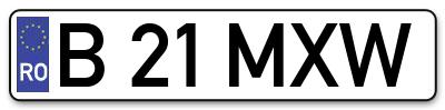 Placuta inmatriculare numar auto  B-21-MXW, B 21 MXW, B21MXW