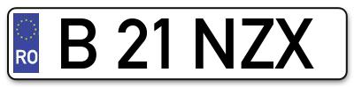 Placuta inmatriculare numar auto  B-21-NZX, B 21 NZX, B21NZX
