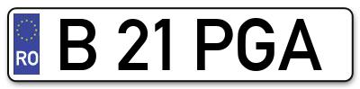 Placuta inmatriculare numar auto  B-21-PGA, B 21 PGA, B21PGA
