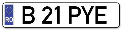 Placuta inmatriculare numar auto  B-21-PYE, B 21 PYE, B21PYE
